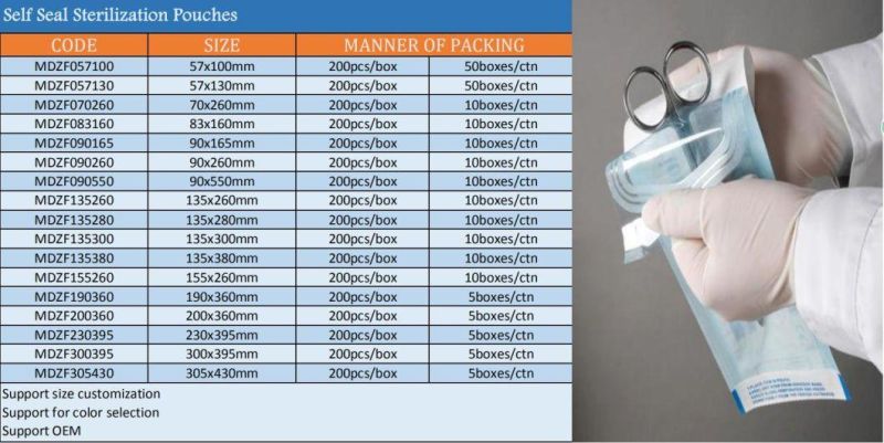 Self Sealing Sterilization Pouch for Medical or Dental Using