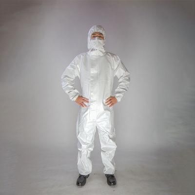 White Sf Micropore Laminated Disposable Hazmat PPE Suit 50PCS Per Carton Type 5b 6b Hooded Disposable Coverall