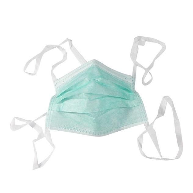 Masque Chirurgical 3 Plis En Polypropylene Non Tisse a Usage Unique Fixation PAR Liens Disposable 3-Ply Non-Woven Polypropylene Surgical Mask - Attach by Ties