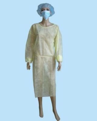 PP Nonwoven Coated Waterproof Yellow Isolation Gown