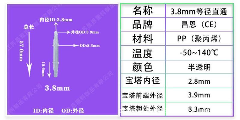 Straight Pipe High Temperature Resistance, Corrosion Resistance PP Plastic Straight Through Hose Glue Joint Pagoda Joint Experiment Straight Pipe