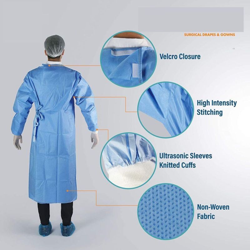 Disposable Water Repellent SMS Surgical Gown Operation Uniform Medical Use