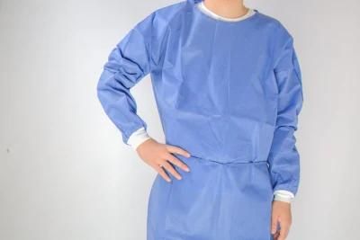 PPE Lab Blue Isolation Gown Disposable Breathable SMS Fabric Overeas Hot-Selling Isolation Gown