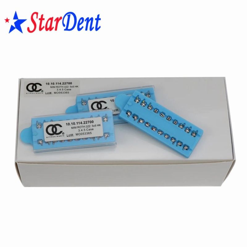 Dental Orthodontic Material Mesh/Momoblock Metal Brackets Mini Edgewise/Roth/Mbt 022/018 Slot with Hook