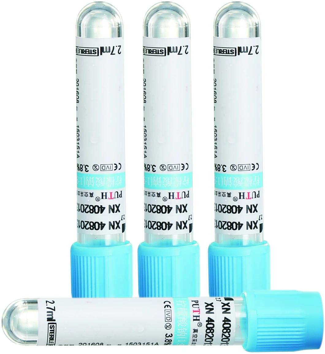 Blood Collection Tube, Sodium Citrate Tube, 9nc (3.8%) , Blue Cap with CE, ISO 13458-. 3.6ml