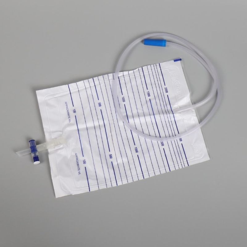 120cm Length Tube 2000ml Medical Grade PVC Adult T Outlet Bed/Urine Bag