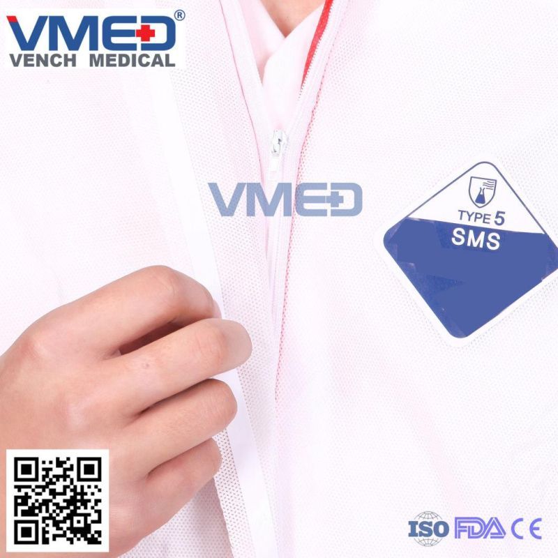 Chemical Microporous Impervious Waterproof SMS/Industry/Hospital/Lab/Safety Nonwoven Disposable Coverall, Nonwoven Disposable Coverall