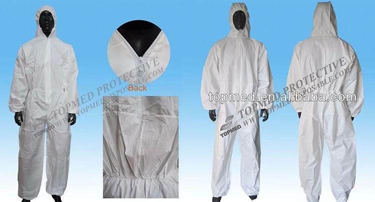 Disposable Nonwoven Coverall with White Blue Orange Color