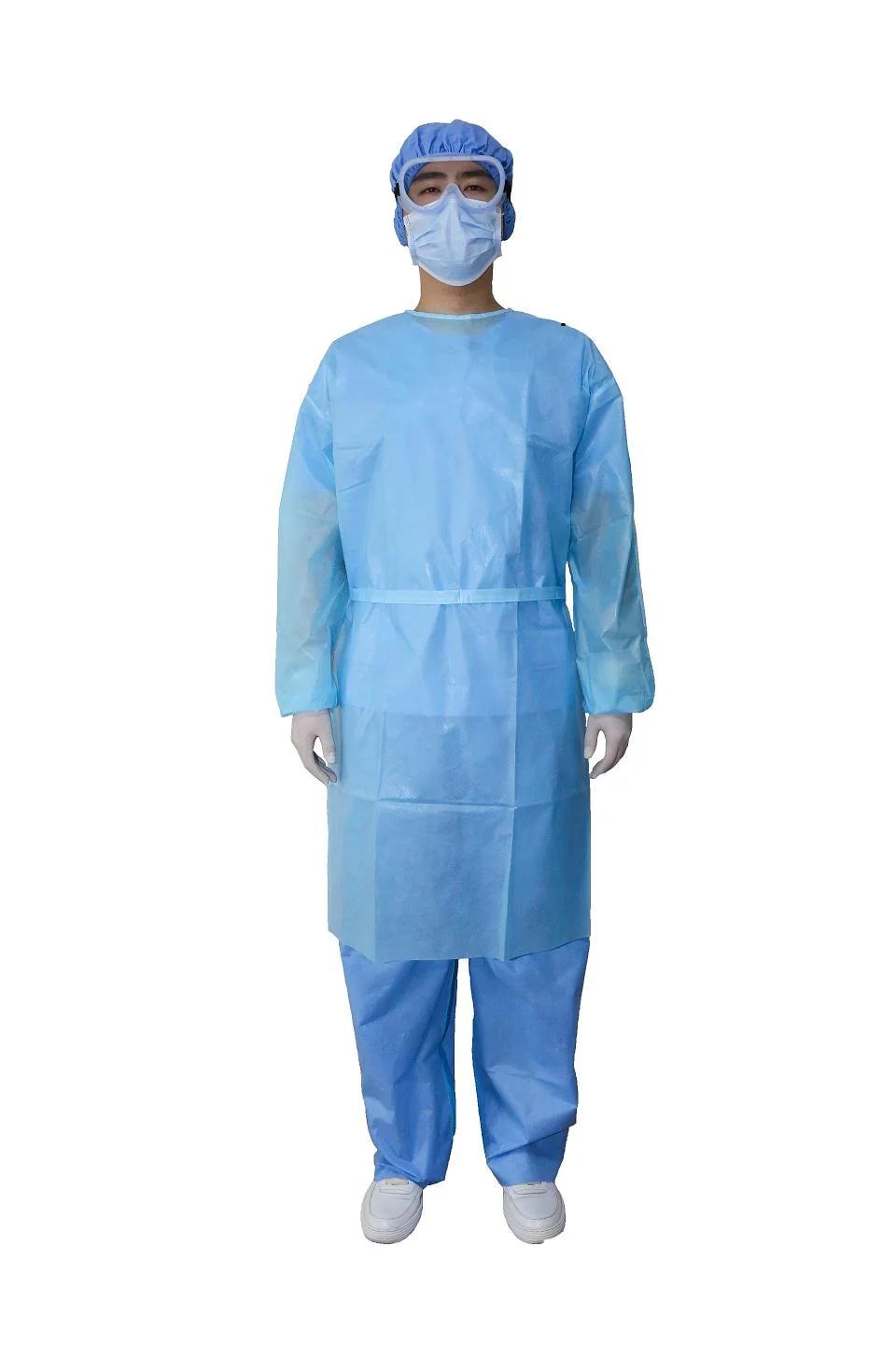 Factory Low Price Non Sterile 50GSM PP Non Woven Isolation Gowns Disposable