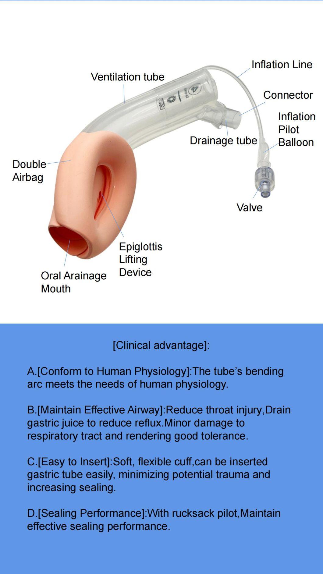 Medical Silicone Double-Lumen Laryngeal Mask Airway Disposable Stomach Airway (III)