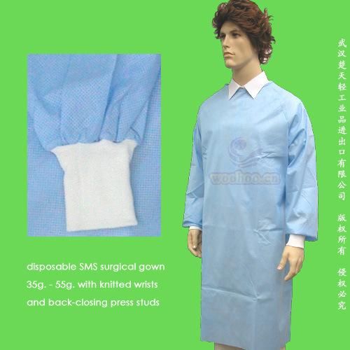 Disposable Patient Coat with Knitted Cuffs or Elastic Wrists