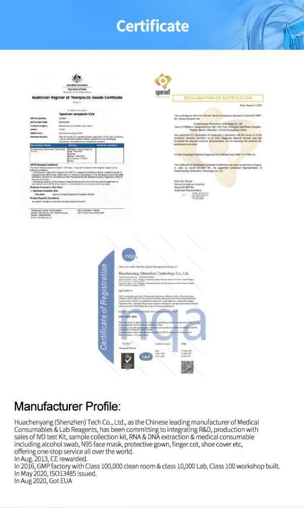 Nasopharyngeal Swab Cells Specimen or Sample Collection Nylon Flocked Swab Used for Medical Industry