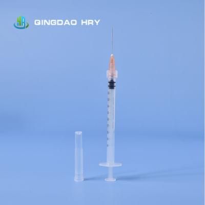 Disposable Luer Lock Syringe 1ml with Needle &amp; Safety Needle FDA 510 K CE&ISO Improved