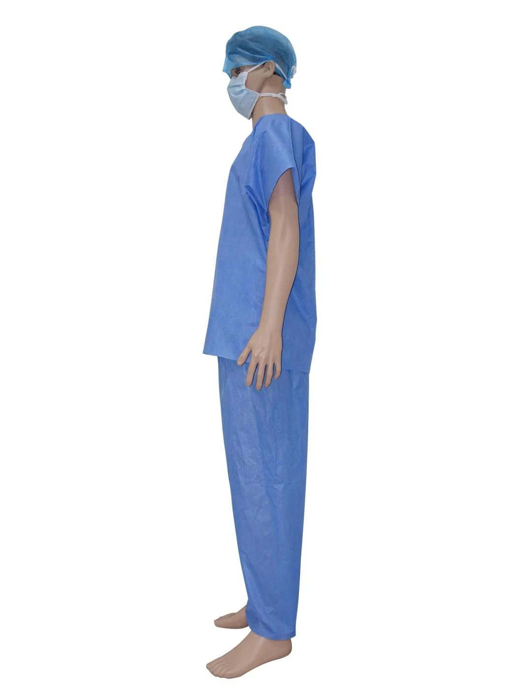 Medical Non Sterile SMS Disposable Scrub Suit Hospital Scrubs Uniform for Doctors Non Woven Scrub Shirts and Pants