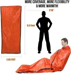 Waterproof Windproof Thermal Mylar Bivy Sleeping Bag for Outdoor Activities