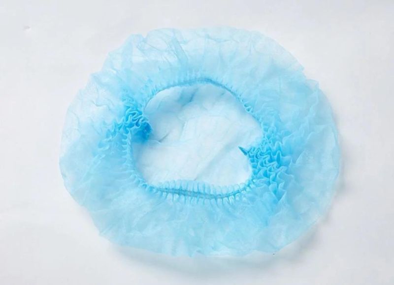 Protective 18/21/24 Inch Pleated Nonwoven Disposable Single/Double Elastic Bouffant Nurse Cap