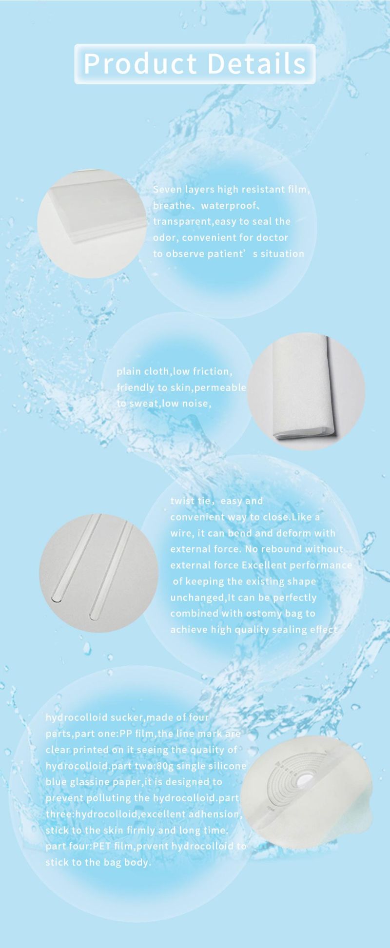 One-Piece Hydrocolloid Adhesive Drainable Colostomy Bags