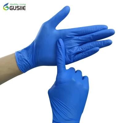 Gusiie Durable Powder Free Blue Foodgrade Nitrile Disposable Gloves Examination