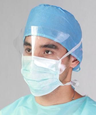 Medical Disposable Face Mask Anti Splash 3-Ply Face Mask with Shield Visor Ear-Loop