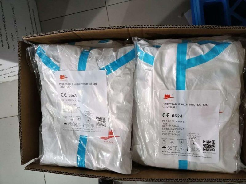 China Disposable Nonwoven Chemical Type 4.5.6 Protective Coveralls,