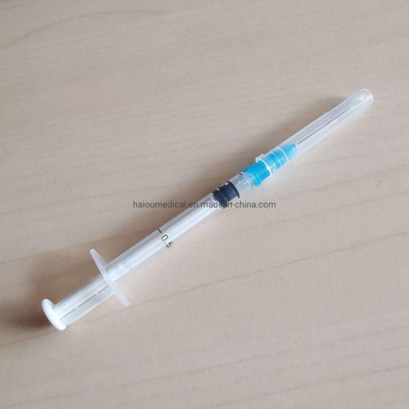 CE Approved Medical 0.3ml 0.5ml Ad Auto Disable Vaccine Syringe