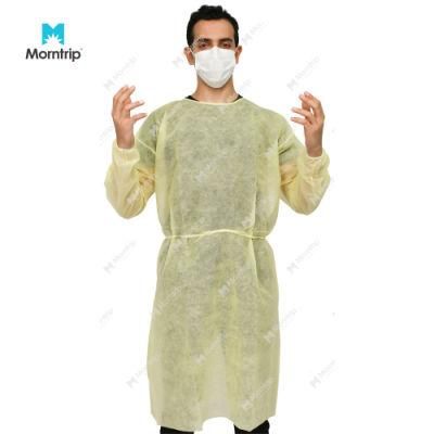 Yellow Visitor Non Woven Disposable Long Sleeve Isolation Cover Gown