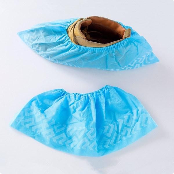 CPE+PP Rain Shoe Cover Blue Color Disposable Anti-Slip Waterproof Shoe Cover