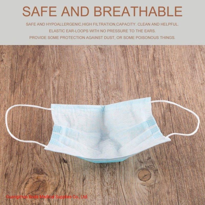 Non-Woven Body Protection Earloop Breath 3 Ply Protective Disposable Face Mask