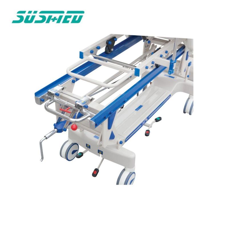 Widely Use to Transfer Patients Stainless Steel Stretcher with Two Big Casters