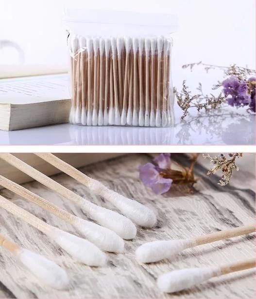 Disposable Wooden Cotton Swab Applicator with Single or Double Head