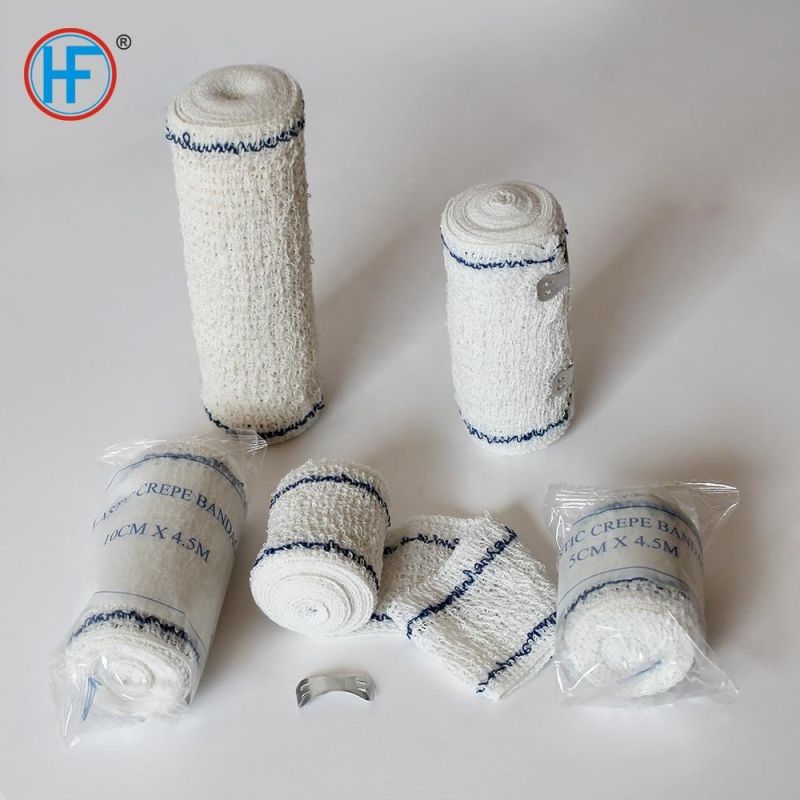 CE ISO 13485 Mdr Approved Cotton Crepe Bandages High Elastic Bandage with Clips