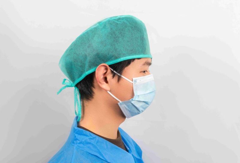 Disposable Use Hand-Made Back Ties Doctor Cap SMS/Non-Woven Round Doctor Cap