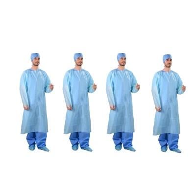 Sterile Disposable Reinforced Surgical Gown with Long Sleeves and Knitted Cuff