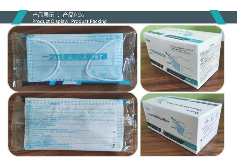 Medizinische Masken Earloop Non-Woven 3ply Disposable  Face Mask for  Workers Comfortable Portable
