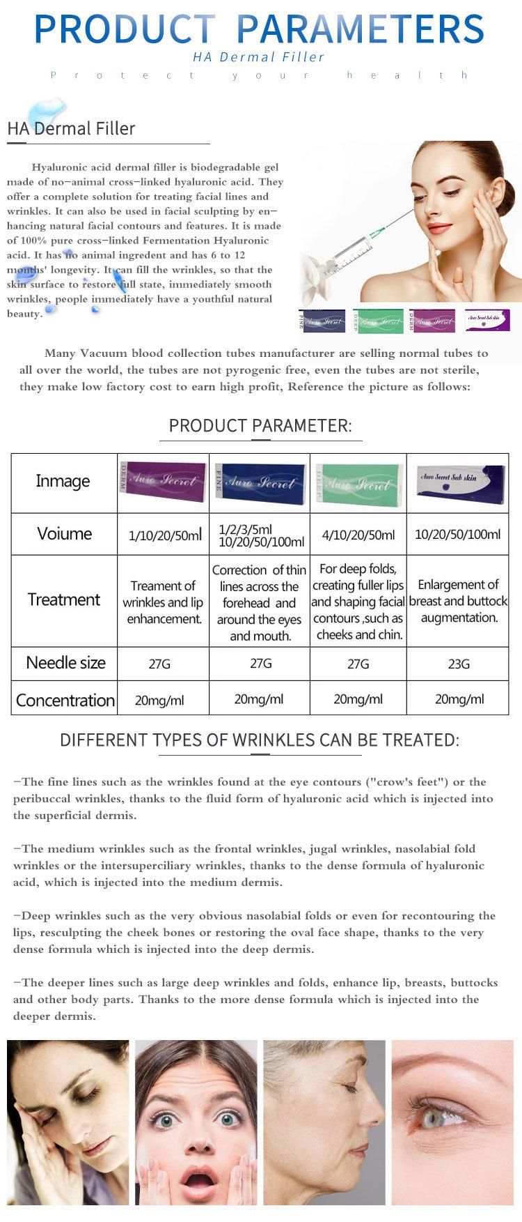 Hayluronic Acid Supplier Cross Linked Sodium for Lip Enlargement Injection Dermal Filler