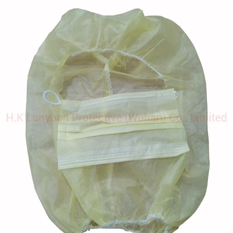 Elastic Opening Disposable Hoods Cap with Face Mask