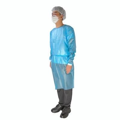 China Shandong Supply Waterproof Blue PP PE Isolation Gowns Wholesale Price 50PCS/CTN