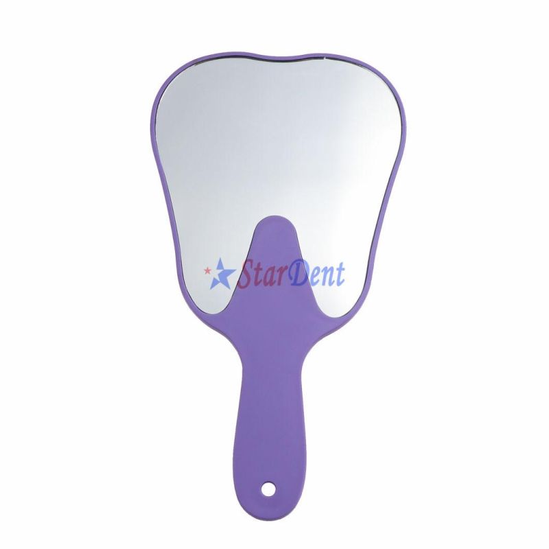 Dental Tooth Shaped Plastic Cute Oral Clinic Gifts Handheld Makeup Mirror Patient Face Mirrors for Promotion