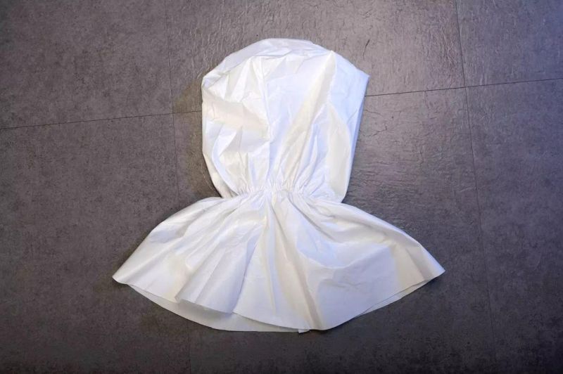 Disposable Medical White Shawl Cap Hood 60g Non-Woven Fabric