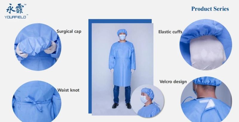 SMS Fabric Disposable Surgical Gowns with Test Report