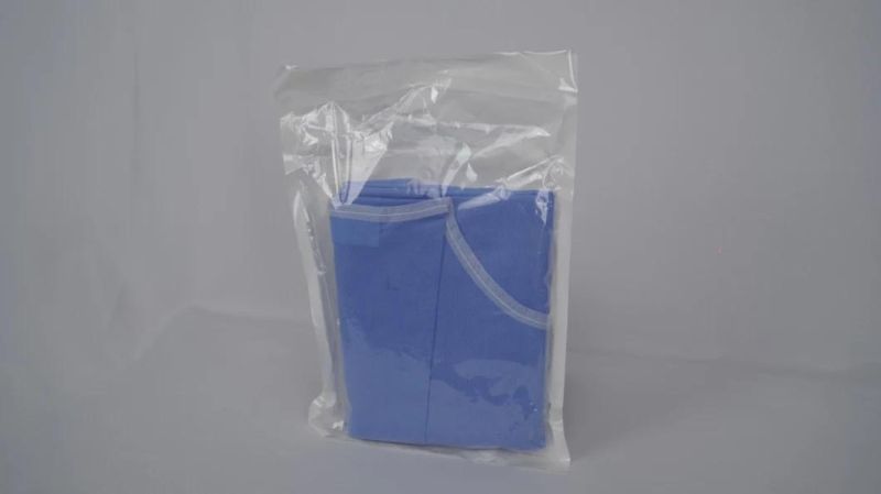 Disposable Isolation Clothing 100% Polypropylene Non-Woven Fabric + PE Coated Film Blue Isolation Clothing