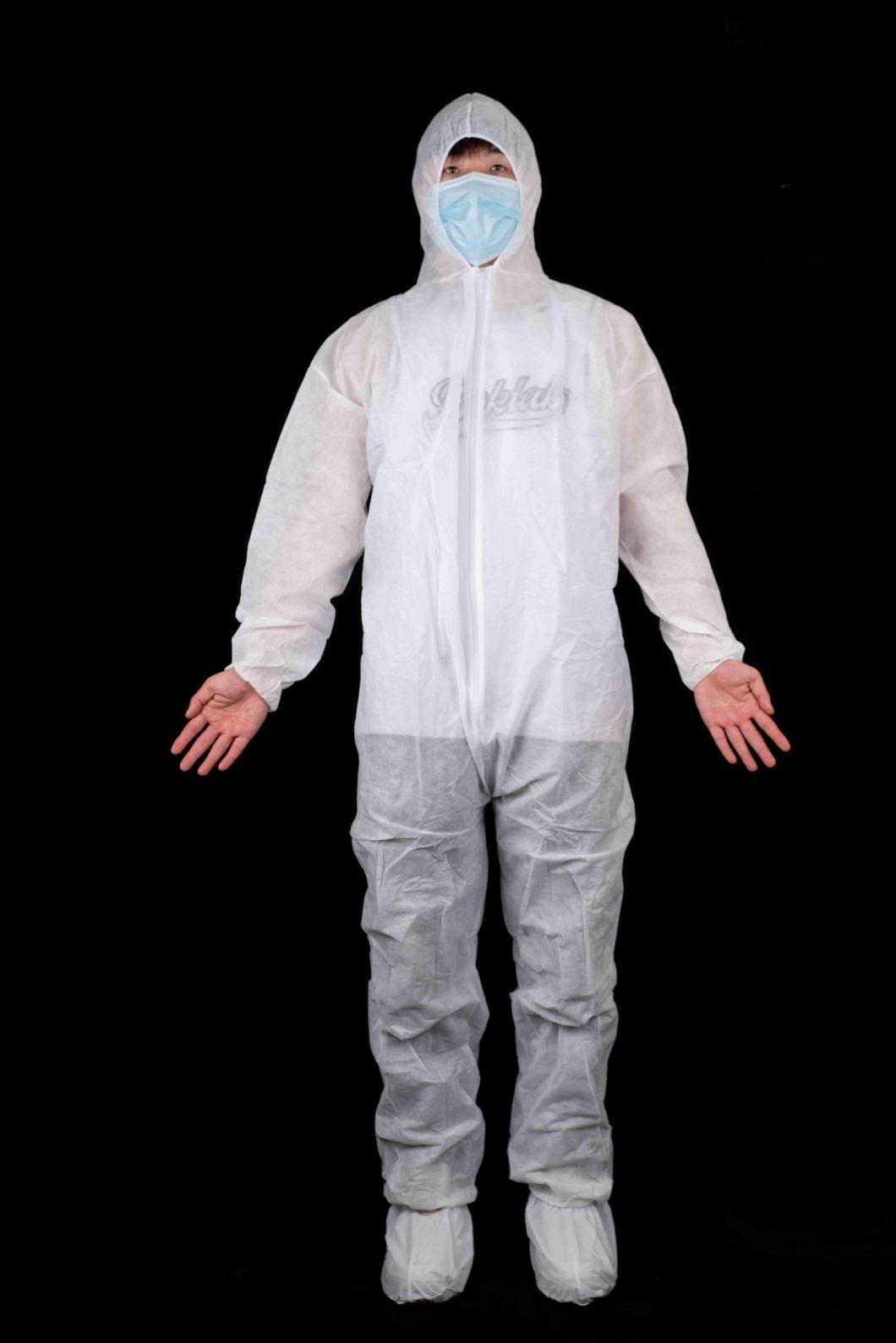 Anti-Static Disposable Type5/6 Protective Coverall with Hood Waterproof Disposable SMS Full-Body Gown