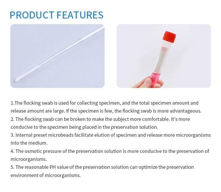 Disposable Test Sample Viral Transport Medium Vtm with Swab