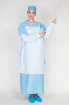 Medical Gown Surgical Reinforced SMS Surgical Gown Waterproof Knitting Cuff Hygienic Disposable Gown