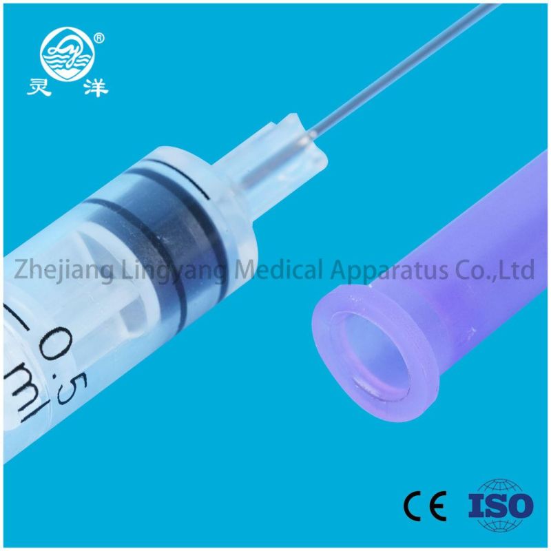 CE Approved 0.5ml Fixed Needle Disposable Auto Lock Safety Vaccine Syringe