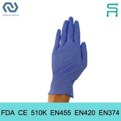 Non Sterile Powder Free 510j En455 Disposable Nitrile Examination Gloves