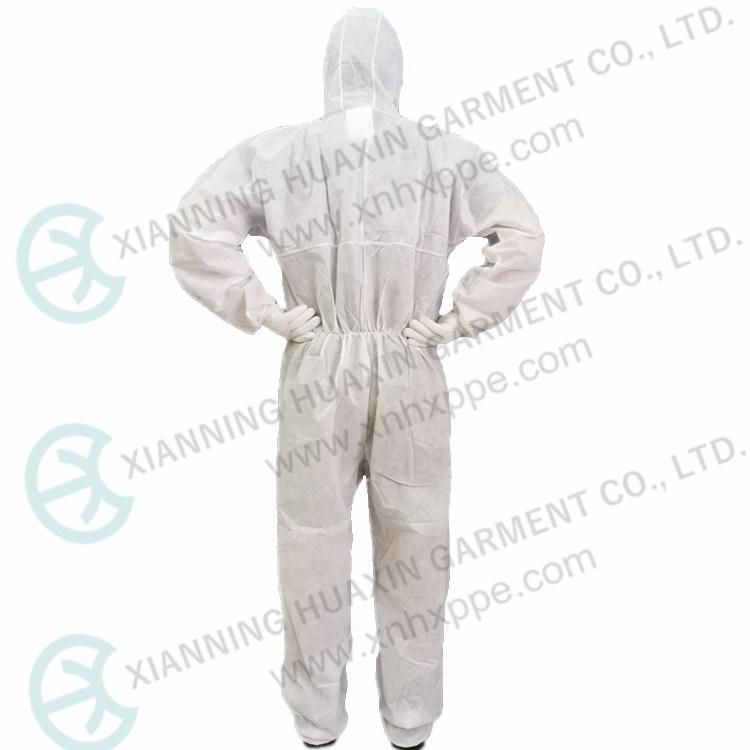 Type 5/6 White SMS Dust Proof Safety Workwear Anti Pneumonia Overalls Breathable Protective Clothing