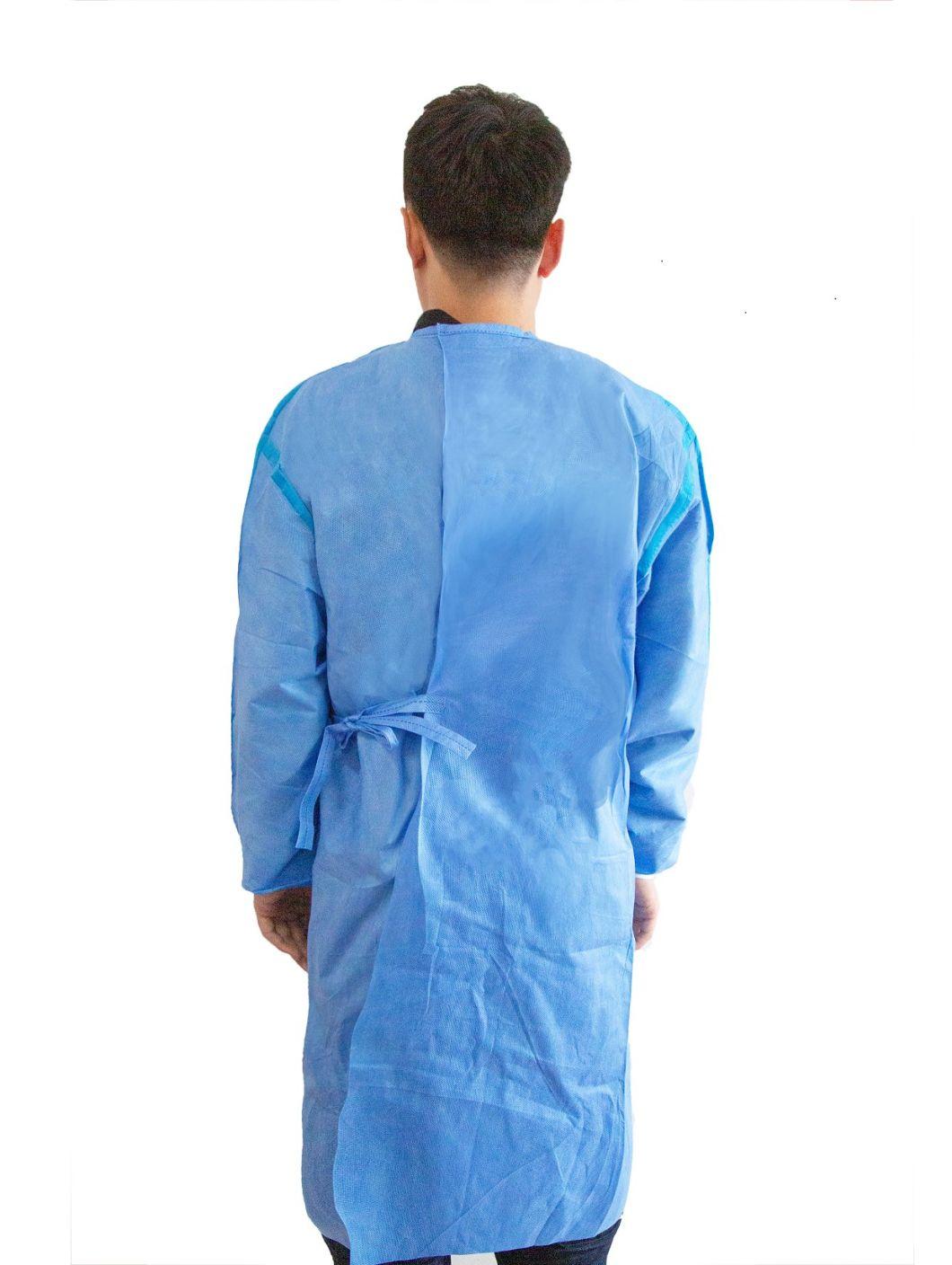 Best Selling SMS PE 65GSM Level 4 Isolation Gown with Blue Tape Sealing