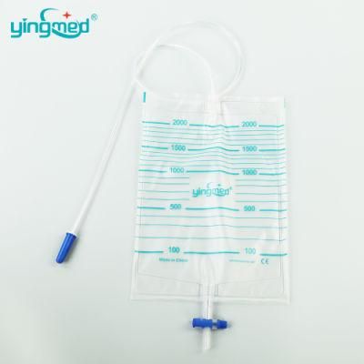 2000ml Urine Bag with Cross Valve Disposable Urine Drainage Bag with Push-Pull Valve