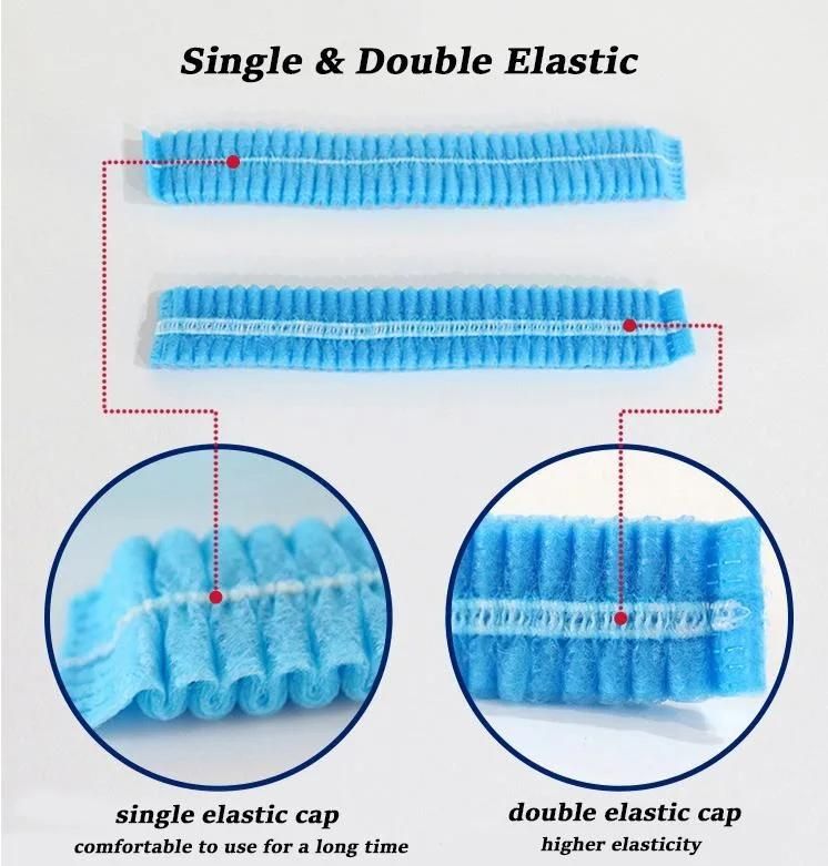 Disposable Surgical Fluffy Cap Is Elastic Hairnet Non-Woven Fabric Blue